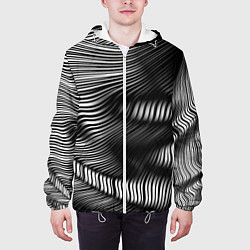 Куртка с капюшоном мужская Оптические волны, цвет: 3D-белый — фото 2
