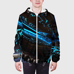 Куртка с капюшоном мужская Digital space abstraction, цвет: 3D-белый — фото 2