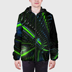 Куртка с капюшоном мужская Светящиеся лучи узор, цвет: 3D-черный — фото 2