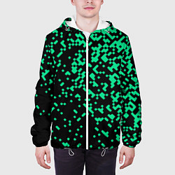 Куртка с капюшоном мужская Авангардный пиксельный паттерн, цвет: 3D-белый — фото 2