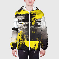 Куртка с капюшоном мужская Черно-желтая абстракция, нейросеть, цвет: 3D-белый — фото 2
