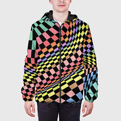 Куртка с капюшоном мужская Colorful avant-garde chess pattern - fashion, цвет: 3D-черный — фото 2