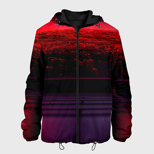 Мужская куртка Пурпурный закат-арт / 3D-Черный – фото 1