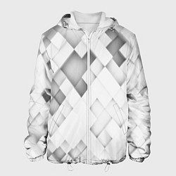 Куртка с капюшоном мужская Серые кубы на белом, цвет: 3D-белый