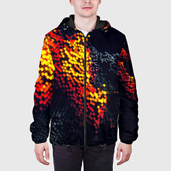 Куртка с капюшоном мужская Огненные кубы клетка, цвет: 3D-черный — фото 2