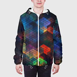 Куртка с капюшоном мужская Стеклянная мозаика цветная, цвет: 3D-белый — фото 2