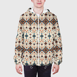 Куртка с капюшоном мужская Узорчатые квадраты, цвет: 3D-белый — фото 2