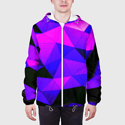 Куртка с капюшоном мужская Неоновые треугольники, цвет: 3D-белый — фото 2