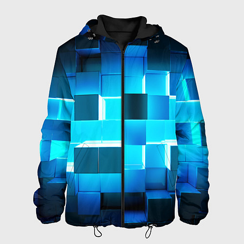 Мужская куртка Неоновые кубы с подсветкой / 3D-Черный – фото 1