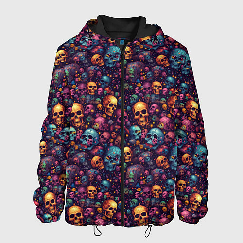 Мужская куртка Россыпь мелких разноцветных черепков / 3D-Черный – фото 1