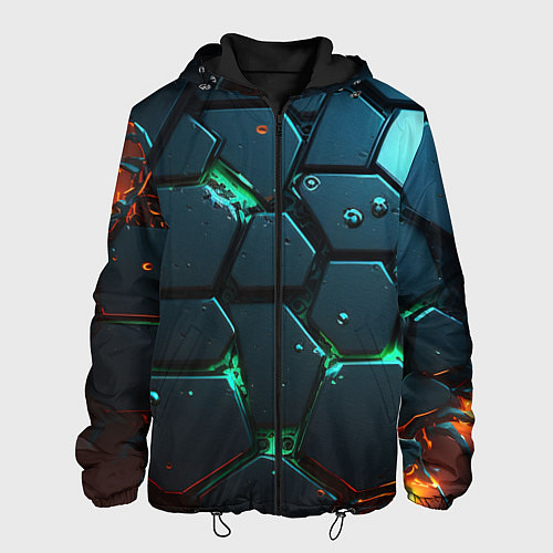 Мужская куртка Плиты с зеленым неоновым светом / 3D-Черный – фото 1