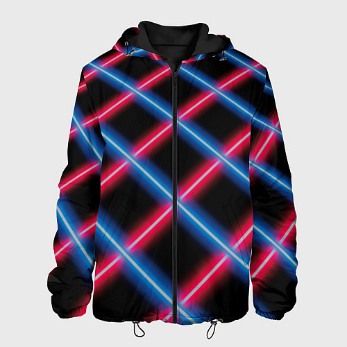 Мужская куртка Сетка из красного и синего неона / 3D-Черный – фото 1