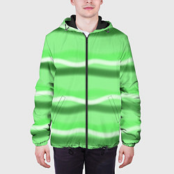 Куртка с капюшоном мужская Зеленые волны, цвет: 3D-черный — фото 2