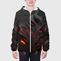 Куртка с капюшоном мужская Объемное черное пламя, цвет: 3D-белый — фото 2
