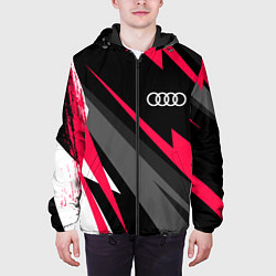 Куртка с капюшоном мужская Audi fast lines, цвет: 3D-черный — фото 2
