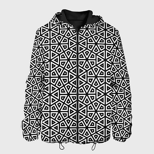 Мужская куртка Ромбическо-треугольная абстракция / 3D-Черный – фото 1