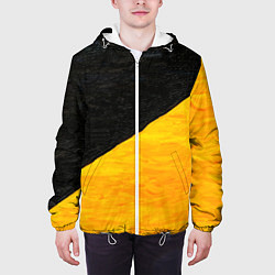 Куртка с капюшоном мужская Черно-желтые масляные краски, цвет: 3D-белый — фото 2