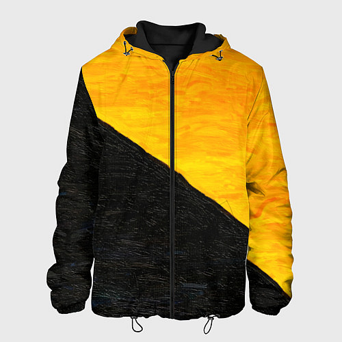 Мужская куртка Желто-черные масляные краски / 3D-Черный – фото 1