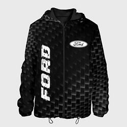 Куртка с капюшоном мужская Ford карбоновый фон, цвет: 3D-черный