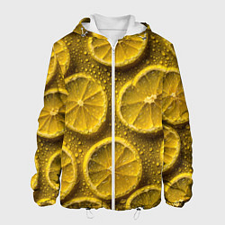 Куртка с капюшоном мужская Сочный паттерн из долек лимона, цвет: 3D-белый