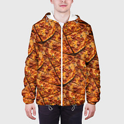 Куртка с капюшоном мужская Сочная текстура из кусков пиццы, цвет: 3D-белый — фото 2