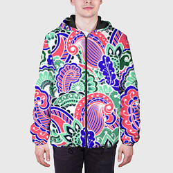 Куртка с капюшоном мужская Модный растительный узор, цвет: 3D-черный — фото 2