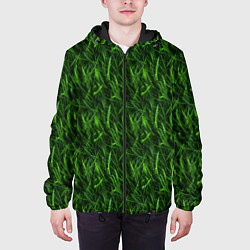 Куртка с капюшоном мужская Сочный узор из зеленой травки, цвет: 3D-черный — фото 2