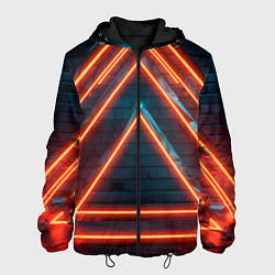 Куртка с капюшоном мужская Треугольные неоновые линии, цвет: 3D-черный