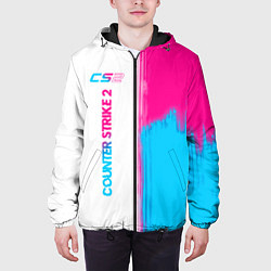 Куртка с капюшоном мужская Counter Strike 2 neon gradient style: по-вертикали, цвет: 3D-черный — фото 2