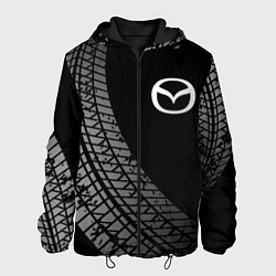 Куртка с капюшоном мужская Mazda tire tracks, цвет: 3D-черный