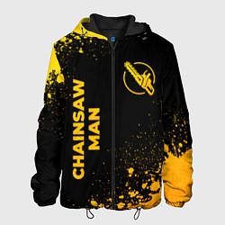 Куртка с капюшоном мужская Chainsaw Man - gold gradient: надпись, символ, цвет: 3D-черный