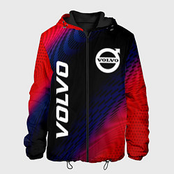 Куртка с капюшоном мужская Volvo красный карбон, цвет: 3D-черный