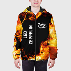 Куртка с капюшоном мужская Led Zeppelin и пылающий огонь, цвет: 3D-черный — фото 2