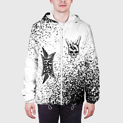 Куртка с капюшоном мужская Babymetal и рок символ на светлом фоне, цвет: 3D-белый — фото 2