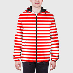 Куртка с капюшоном мужская Ярко красные полосы, цвет: 3D-черный — фото 2