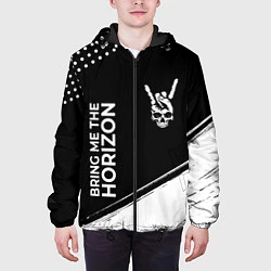 Куртка с капюшоном мужская Bring Me the Horizon и рок символ на темном фоне, цвет: 3D-черный — фото 2