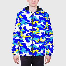 Куртка с капюшоном мужская Камуфляж летнее небо, цвет: 3D-черный — фото 2
