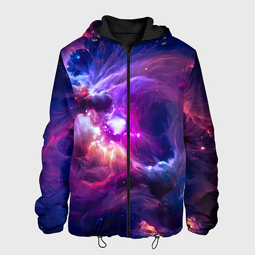 Мужская куртка Небула в космосе в фиолетовых тонах - нейронная се / 3D-Черный – фото 1