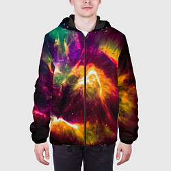 Куртка с капюшоном мужская Небула в космосе разноцветная - нейронная сеть, цвет: 3D-черный — фото 2
