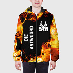 Куртка с капюшоном мужская Die Antwoord и пылающий огонь, цвет: 3D-черный — фото 2