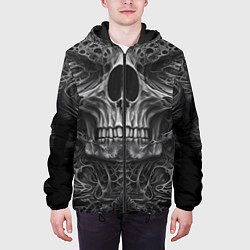 Куртка с капюшоном мужская Череп в стиле Гигера, цвет: 3D-черный — фото 2