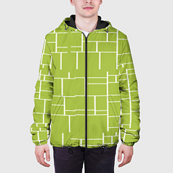 Куртка с капюшоном мужская Цвет зеленый салатовый тренд, цвет: 3D-черный — фото 2