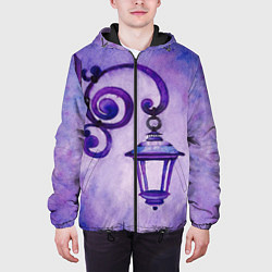 Куртка с капюшоном мужская Уличный фиолетовый фонарь, цвет: 3D-черный — фото 2