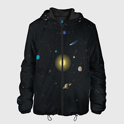 Куртка с капюшоном мужская Солнце и планеты, цвет: 3D-черный