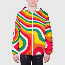 Куртка с капюшоном мужская Множество красочных линий, цвет: 3D-белый — фото 2