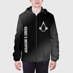 Куртка с капюшоном мужская Assassins Creed glitch на темном фоне: надпись, си, цвет: 3D-черный — фото 2