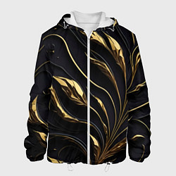 Куртка с капюшоном мужская Золотой орнамент на черном, цвет: 3D-белый