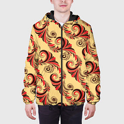 Куртка с капюшоном мужская Винтажный растительный орнамент, цвет: 3D-черный — фото 2
