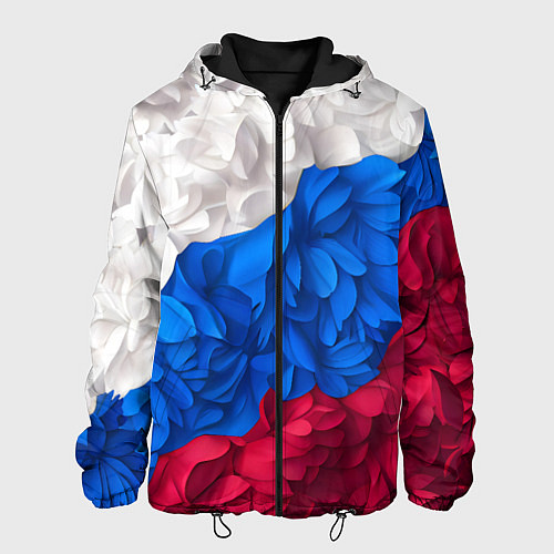 Мужская куртка Флаг России из цветов / 3D-Черный – фото 1