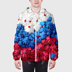 Куртка с капюшоном мужская Флаг РФ из цветов, цвет: 3D-белый — фото 2